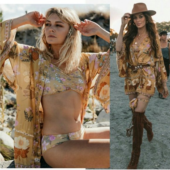 Boho Belted Vintage Print Floral Kimono Jacket - Picture 3 of 8